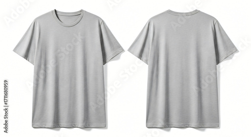 Wallpaper Mural Gray T-Shirt Mockup, Front and Back Views, Isolated on White Torontodigital.ca