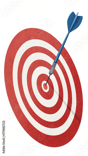 Red and white target with blue dart hitting the bullseye illustration
