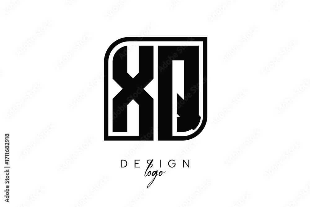Fototapeta premium XQ Block Monogram Logo – Bold Geometric Lettermark in Rectangular Style for Modern Branding & Identity