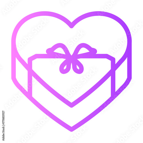 Heart Shape Giftbox With Ribbon gradient icon