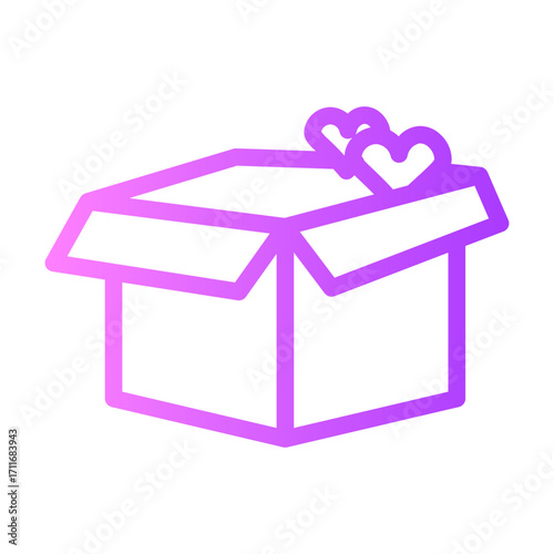Open Box With Two Hearts gradient icon