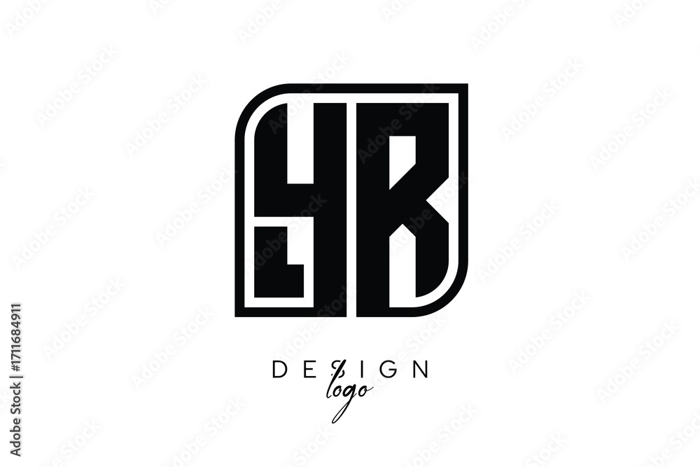 Fototapeta premium YR Block Monogram Logo – Bold Geometric Lettermark in Rectangular Style for Modern Branding & Identity