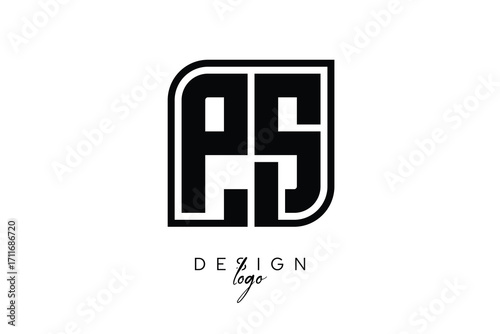 PS Block Monogram Logo – Bold Geometric Lettermark in Rectangular Style for Modern Branding & Identity