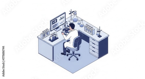 Scientist Working at a Laboratory Desk.