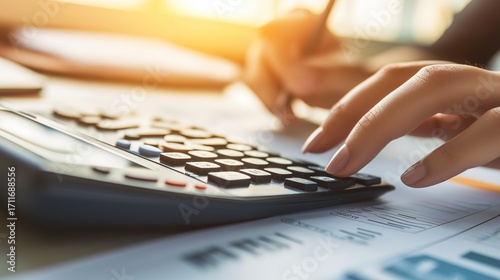 bookkeeping. Focused accounting professional working diligently in a clean, contemporary office setting. pitch deck slides, case study pages, designed for brand storytelling and e-commerce strategy.