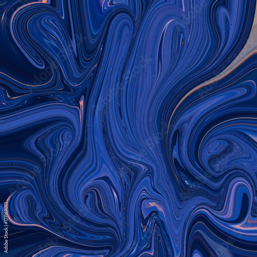 Abstract swirling blue fluid texture with hints of violet and orange, resembling cosmic waves or flowing ocean energy in artistic form.