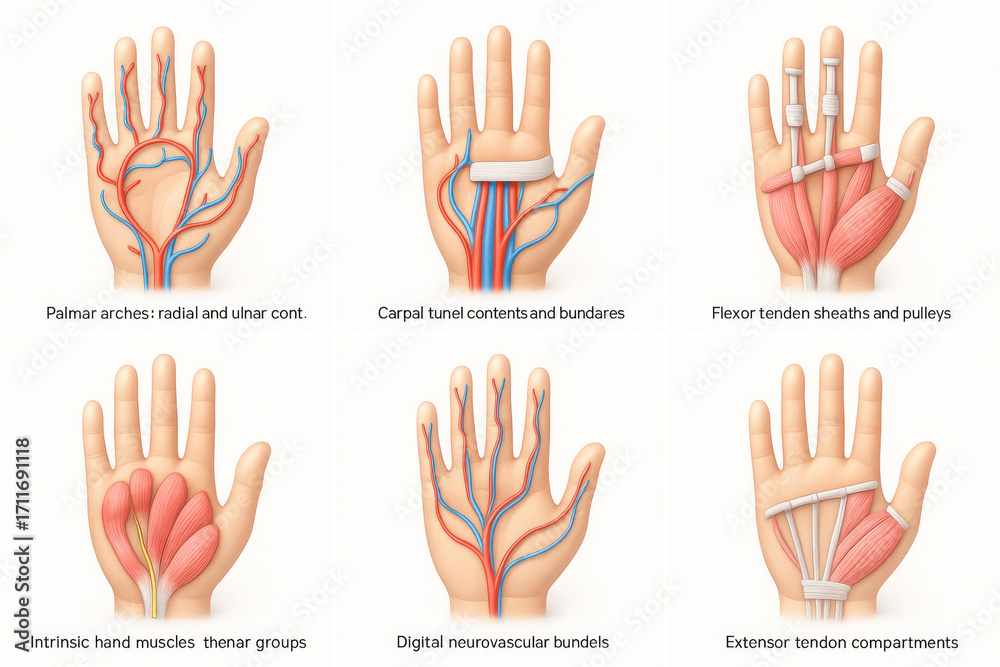Fototapeta premium Detailed Anatomy of the Human Hand