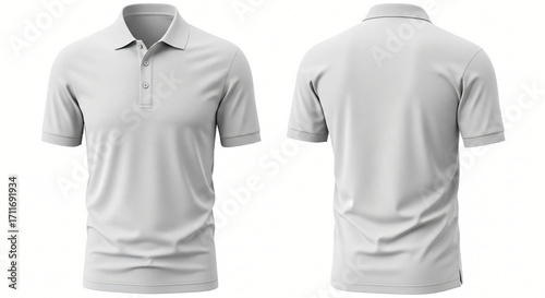 Wallpaper Mural White Polo Shirt Mockup: Front & Back View on White Background Torontodigital.ca