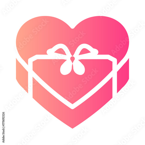Heart Shape Giftbox With Ribbon gradient icon