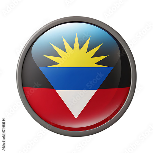 Free Download Antigua and barbuda flag button isolated on transparent background, a national icon - GFXLoad