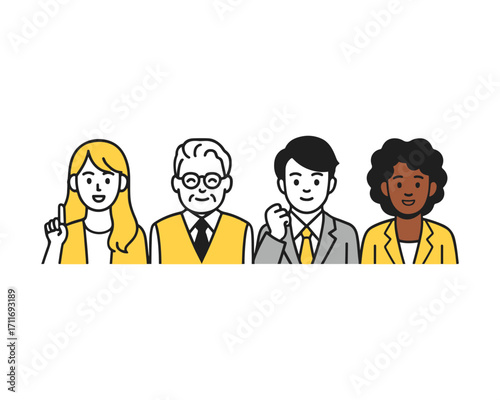 Simple vector illustration of a boss and subordinate rejoicing after solving a problem