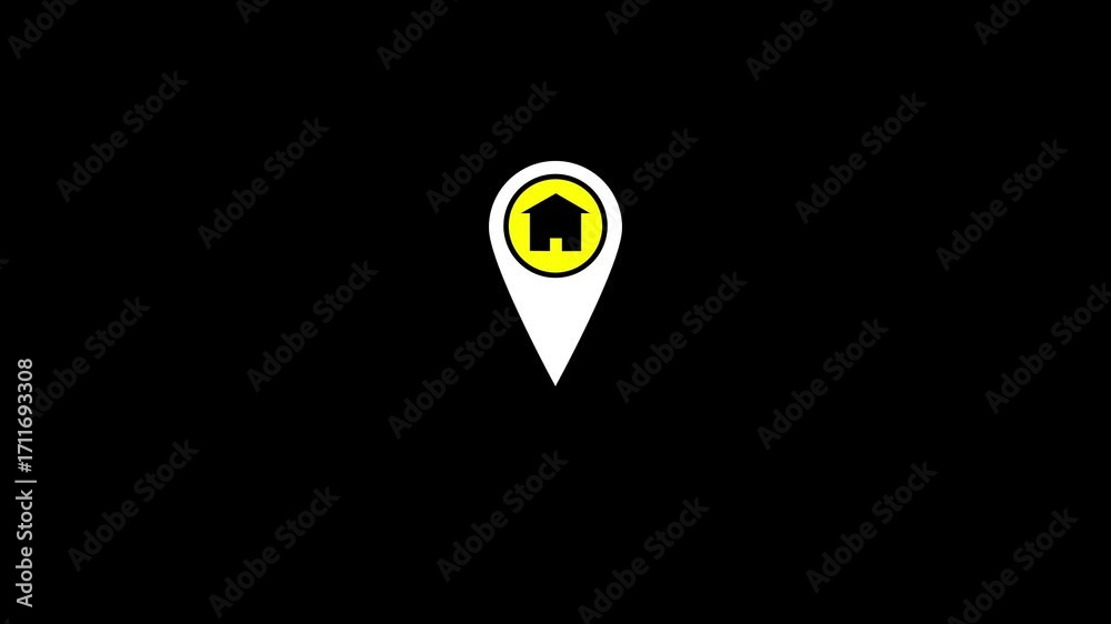 Animated of address location with home icon animation.Home icon ...