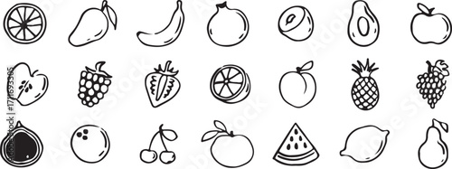 fruit doodles, hand drawn fruits, cartoon fruits, creative fruit sketch, fruit drawings, healthy fruits doodles, fruit icons, doodle fruit set, artistic fruit doodles, trendy fruit design, fun fruit d