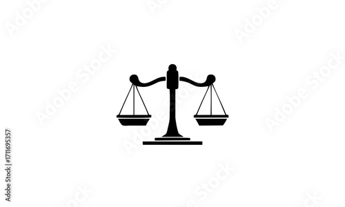 Classic two-pan balance scale illustration, a universal symbol for law, equity, and judicial decisions