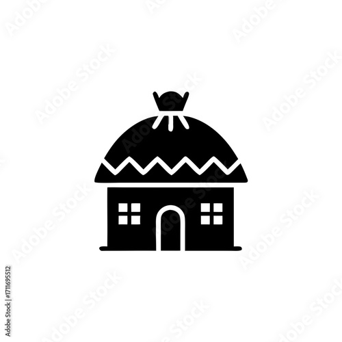 Village hut for Kwanzaa celebration on transparent background  