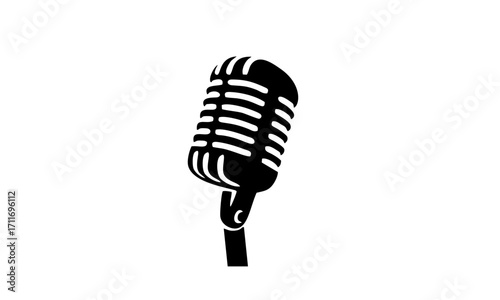 Classic Microphone Icon - Vintage Radio Broadcasting Equipment Illustration