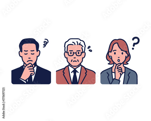 Simple vector illustration of a company executive with a troubled expression
