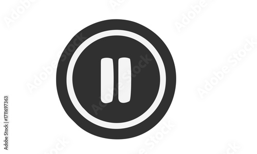 A simple black and white pause button icon for a media player interface, symbolizing a temporary stop or break in audio or video playback