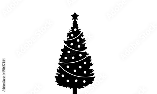 Festive Christmas Tree Silhouette with Star Ornament for Holiday Season Decorations