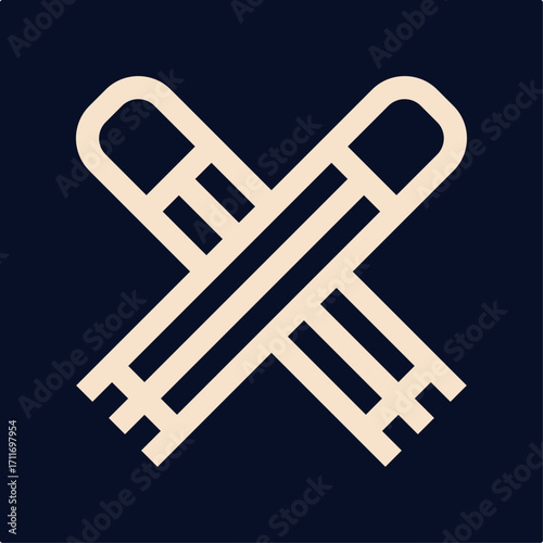 Crossed ski poles creative symbol artwork trendy useful vector Illustration design gorgeous colorful background