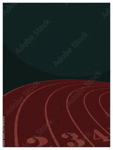 curved running track poster with grain texture  background vector illustration