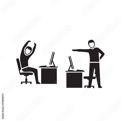 Desk Worker Stretching Threshold Icon