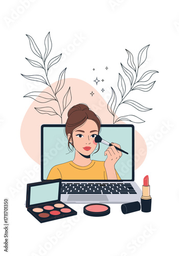 Online makeup tutorial for beauty enthusiasts learning application techniques.