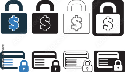 Credit card, loan protection, secure payment, security icon 