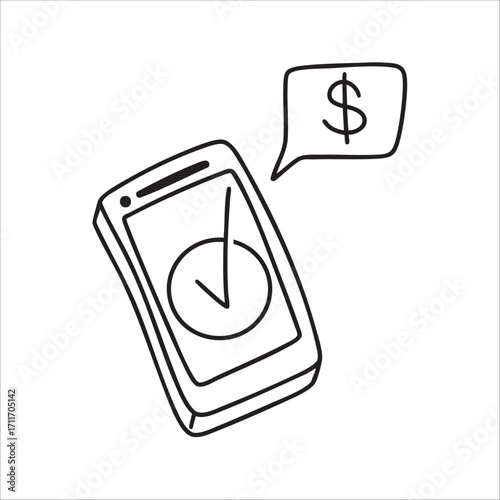hand drawn doodle online transaction illustration