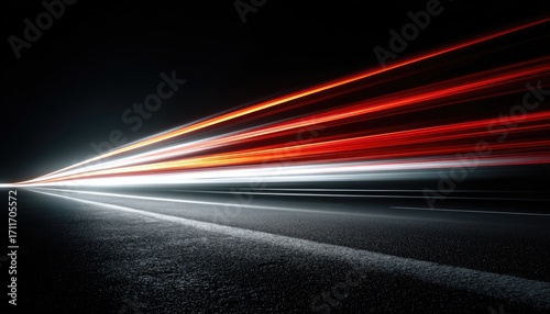 Night road, streaks of light