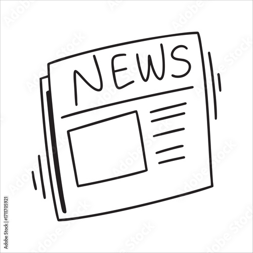 hand drawn doodle illustration of a News Paper