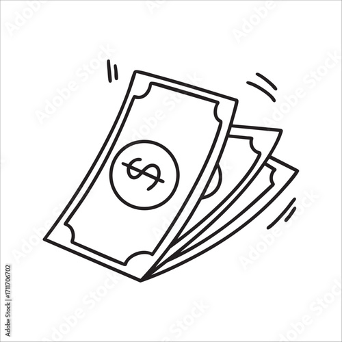 hand drawn money banknotes illustration