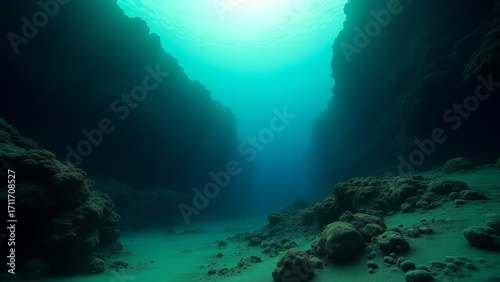 Wallpaper Mural Deep ocean canyon underwater ghost town Torontodigital.ca