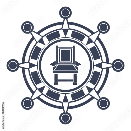 Icon representing a central figure or stakeholder surrounded by eight connected nodes symbolizing a network icon