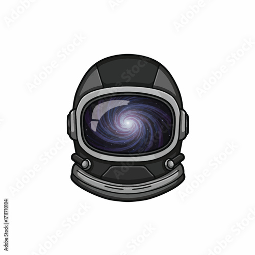 Astronaut Helmet with Galaxy Reflection for Space Exploration.