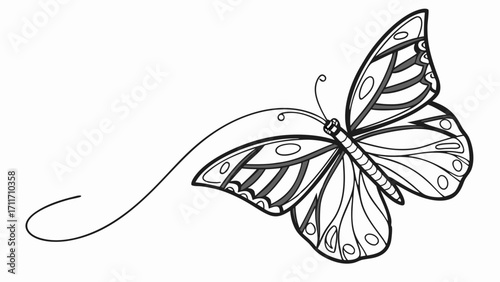 Elegant butterfly illustration with intricate wing patterns and delicate antennae in a vector graphic design