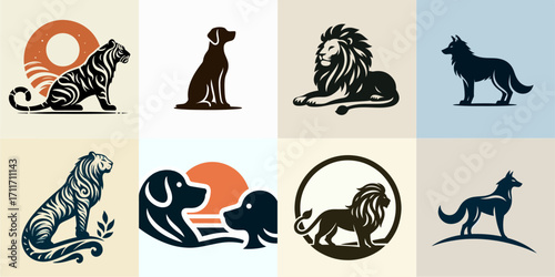 wild animal vector illustration set