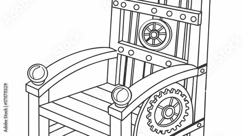 Steampunk Throne Illustration Ornate Gear Accents Elaborate Design Detailed Line Art for Fantasy Projects