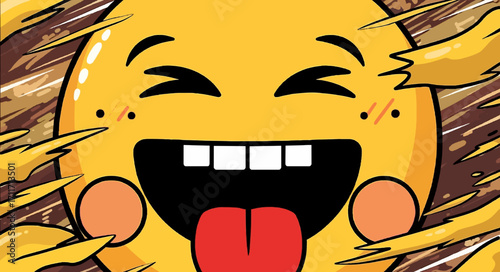 Funny yellow emoji with tongue out