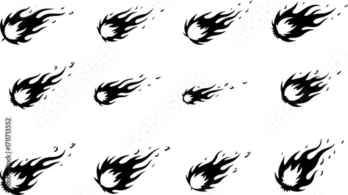 Flame Comet SVG Bundle | Fireball Tattoo Design | Meteor Fire Vector Cut Files