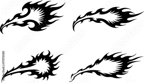 Flame Comet SVG Bundle | Fireball Tattoo Design | Meteor Fire Vector Cut Files