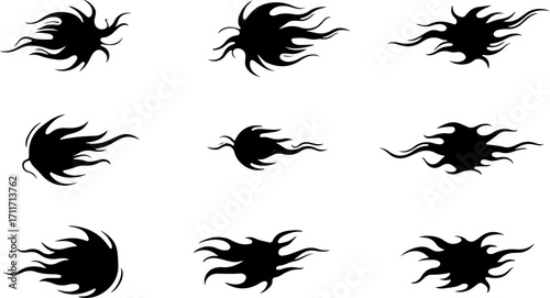 Flame Comet SVG Bundle | Fireball Tattoo Design | Meteor Fire Vector Cut Files