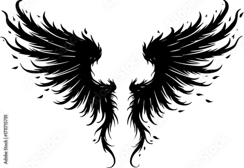 Tribal Wings SVG Bundle | Angel Wing Tattoo Design | Vector Cut File Set