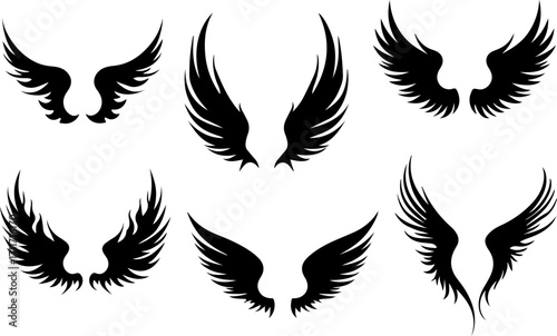 Tribal Wings SVG Bundle | Angel Wing Tattoo Design | Vector Cut File Set