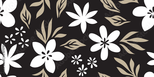 Abstract floral and plant leaf art with seamless patterns and freehand doodle collage. Organic leaf cartoon background, simple natural shapes in vintage pastel colors. Summer motif.