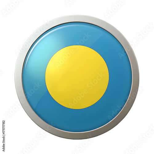 Palau flag button isolated on transparent background, a symbol of national identity