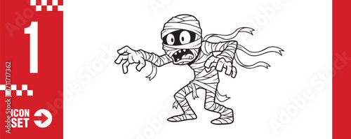 Mummy icon set this spooky character is perfect for halloween designs, horror themes, or ancient egypt projects use it for invitations, decorations, or educational materials