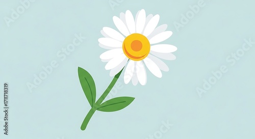 Daisy on Blue Background.