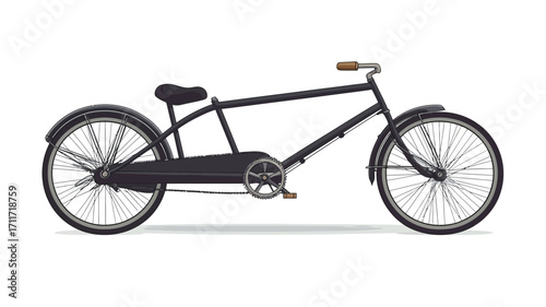 An illustration of a black tandem bicycle depicted in profile view against a white background. The bicycle features a simple, possibly vintage-inspired design. 