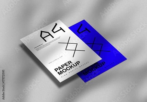 Realistic Perspective A4 Paper Mockup Template